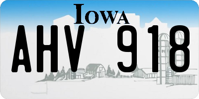IA license plate AHV918