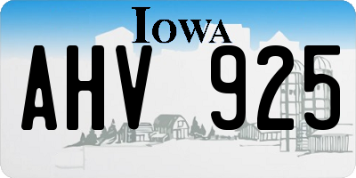 IA license plate AHV925