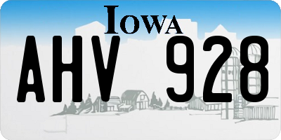 IA license plate AHV928