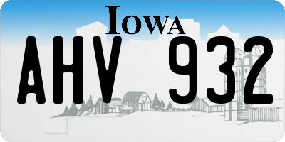 IA license plate AHV932