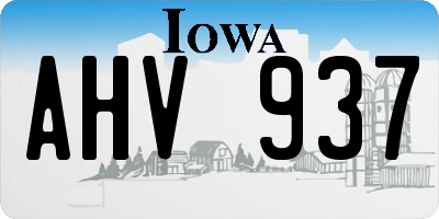 IA license plate AHV937