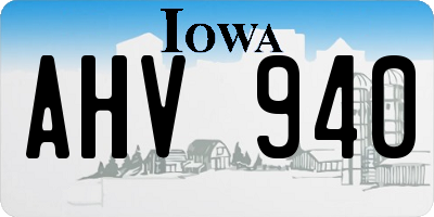 IA license plate AHV940