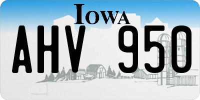 IA license plate AHV950