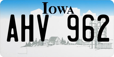 IA license plate AHV962