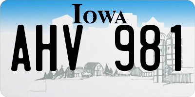 IA license plate AHV981