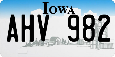 IA license plate AHV982