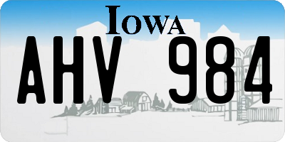 IA license plate AHV984
