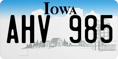 IA license plate AHV985