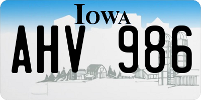 IA license plate AHV986