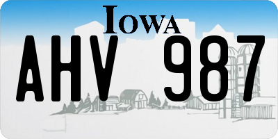 IA license plate AHV987