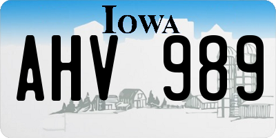 IA license plate AHV989
