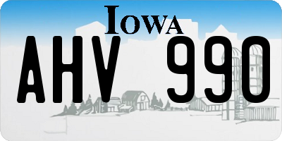 IA license plate AHV990