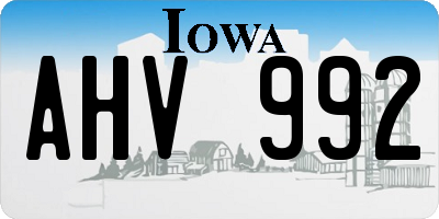IA license plate AHV992