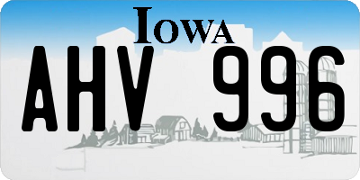 IA license plate AHV996