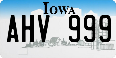 IA license plate AHV999