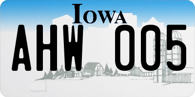 IA license plate AHW005