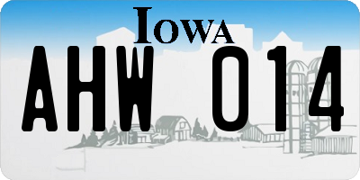 IA license plate AHW014