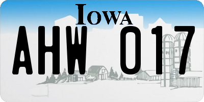 IA license plate AHW017