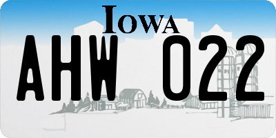 IA license plate AHW022