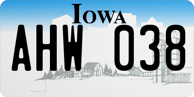 IA license plate AHW038
