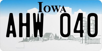 IA license plate AHW040