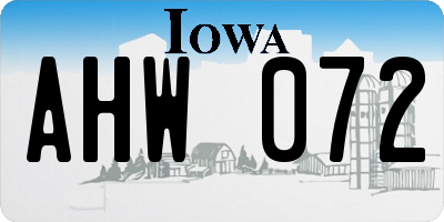 IA license plate AHW072