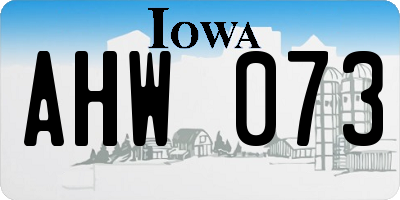 IA license plate AHW073