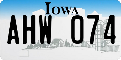 IA license plate AHW074