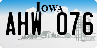 IA license plate AHW076