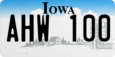 IA license plate AHW100