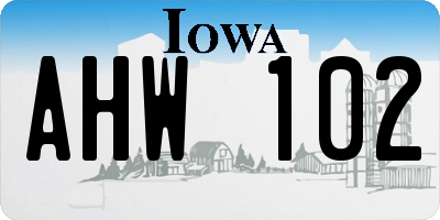 IA license plate AHW102
