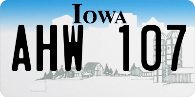 IA license plate AHW107