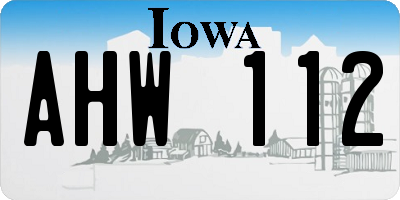 IA license plate AHW112