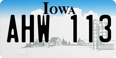 IA license plate AHW113