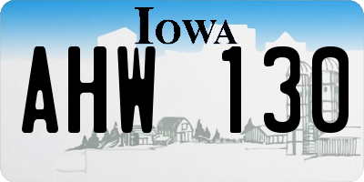 IA license plate AHW130