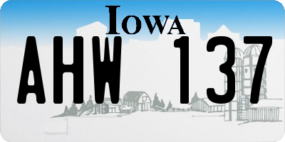 IA license plate AHW137