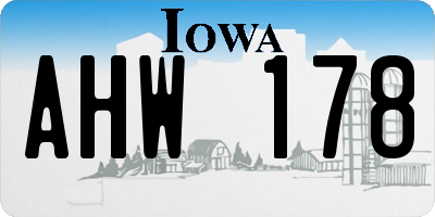 IA license plate AHW178