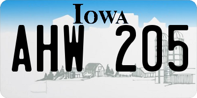IA license plate AHW205