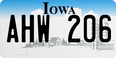 IA license plate AHW206