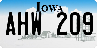 IA license plate AHW209