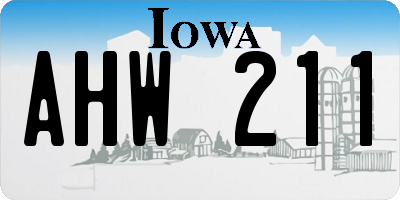 IA license plate AHW211