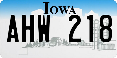 IA license plate AHW218