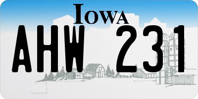 IA license plate AHW231