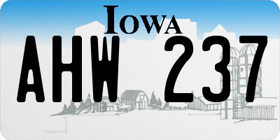 IA license plate AHW237