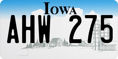 IA license plate AHW275