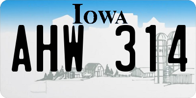 IA license plate AHW314