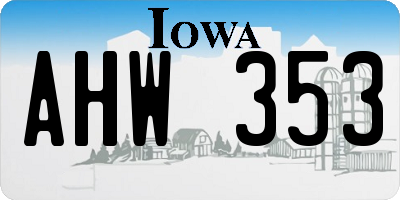 IA license plate AHW353