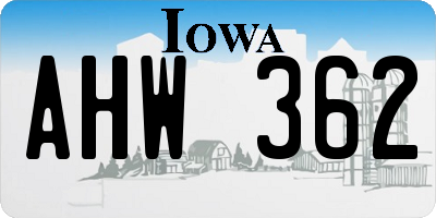 IA license plate AHW362