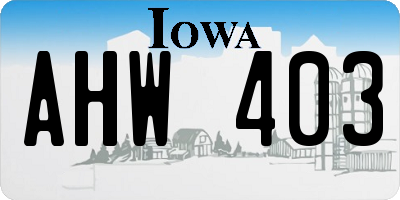 IA license plate AHW403