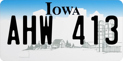 IA license plate AHW413